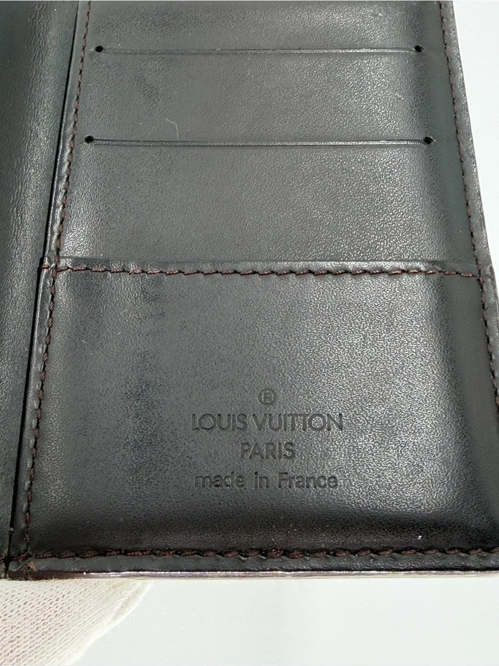 Louis Vuitton Matte Embossed Monogram Graphite Leather Card Holder w/Entrupy COA